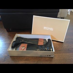 Michael Kors knee high black leather boots